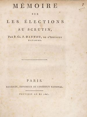 Pierre- Claude-François Daunou - Mémoire sur les élections au scrutin