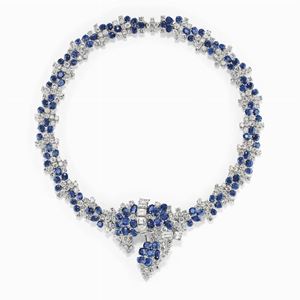 An important 18K white gold, sapphire and diamond necklace, Fontana
