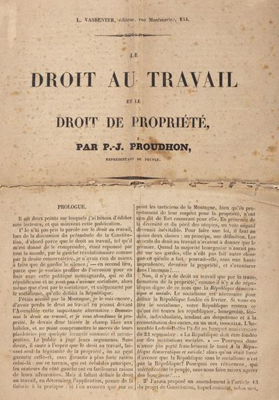 Le droit au travail et le droit de propriété, prima edizione
