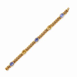 A 18k yellow gold and sapphire bracelet, Bulgari, with box