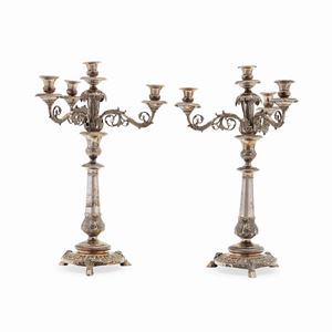  - Two silver candelabra, Italy, end of 19th Century