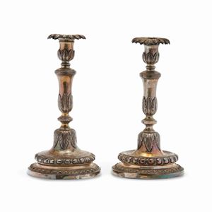 Two silver candlesticks, Torretta, Genoa, 18th century