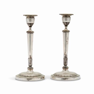 Candelieri in argento, stile Impero, XIX secolo