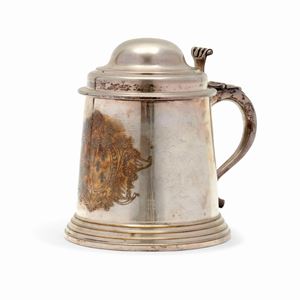  - Silver plated brass and resin large tankard