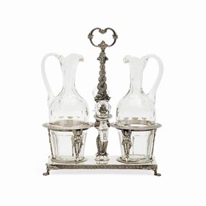 A silver and glass cruet