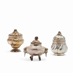  - Three silver sugar bowls, Genoa, 18th Century