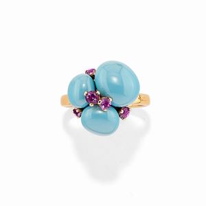 Pomellato, Pomellato - Anello in oro giallo 18k, ceramica e ametiste