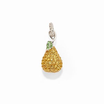 Pendente in Oro Bicolore 18k, Zaffiri Gialli, Tsavoriti e Diamanti
