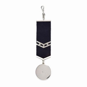 A 18k white gold, platinum, diamond and fabric chatelaine, circa 1930