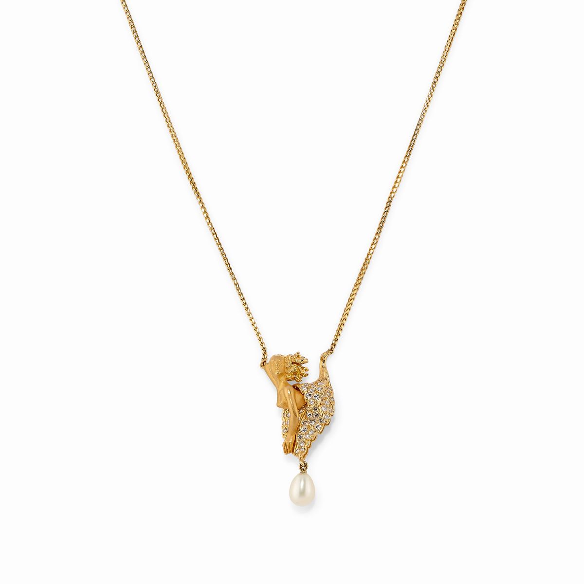 Planetys – Orecchini A Cuore In Oro Giallo 9K (375/1000) Con Perla E Diamanti – Confezione Regalo