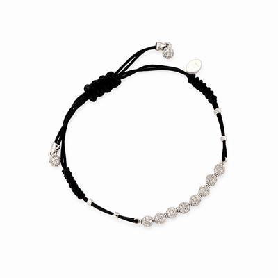Bracciale in Oro Bianco 18k, Diamanti e Cordoncino