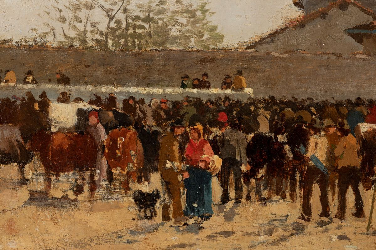 Attribuito a Guido Ricci (casorate Primo, 1836 – Gurone, 1897) - La Fiera dei Buoi
