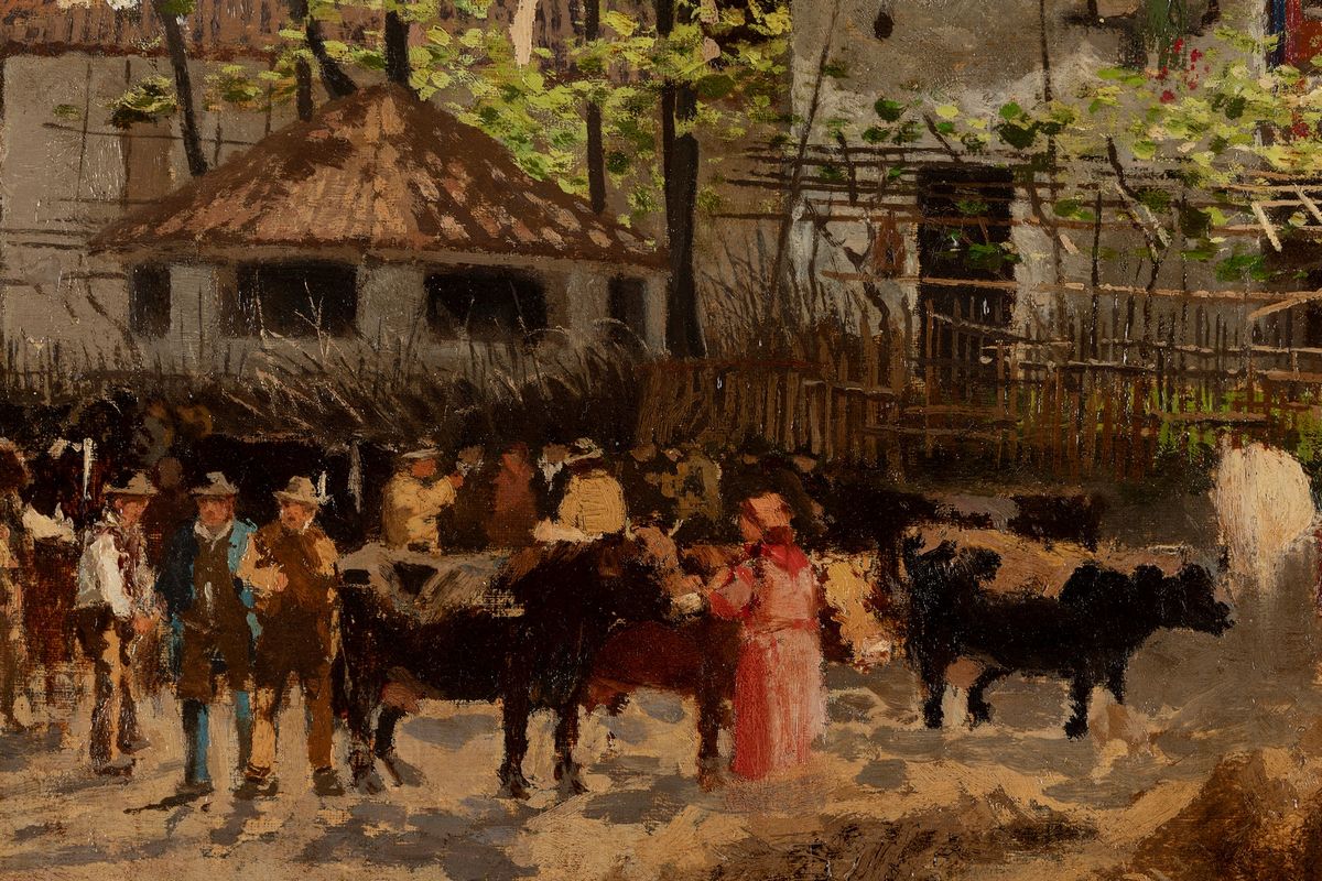 Attribuito a Guido Ricci (casorate Primo, 1836 – Gurone, 1897) - La Fiera dei Buoi