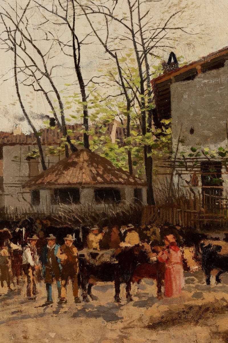 Attribuito a Guido Ricci (casorate Primo, 1836 – Gurone, 1897) - La Fiera dei Buoi