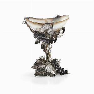 Centrotavola in argento 925 e pietra dura