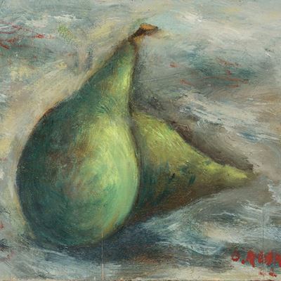 Due pere, olio su tavola