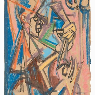Senza titolo (il chitarrista), carboncino e pastello su carta, 1946