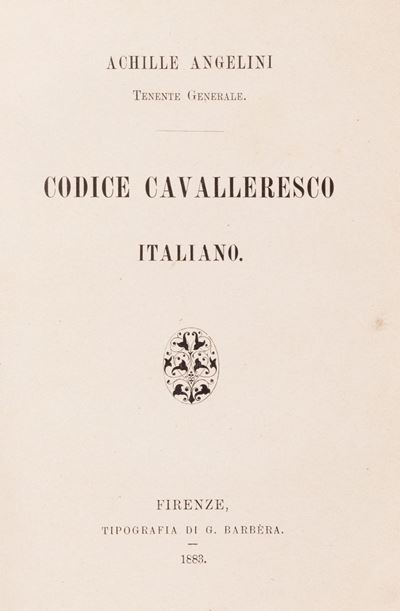 Codice Cavalleresco Italiano – Prima edizione del 1883