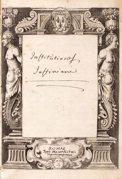 Giustiniano I, Institutiones Justiniani - Manoscritto in pergamena, 1690