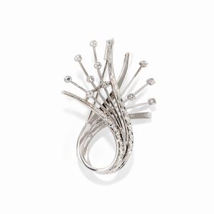  - Spilla in oro bianco 18k e diamanti