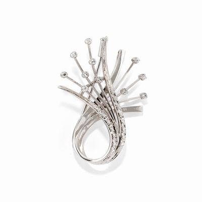Spilla in Oro Bianco 18k e Diamanti