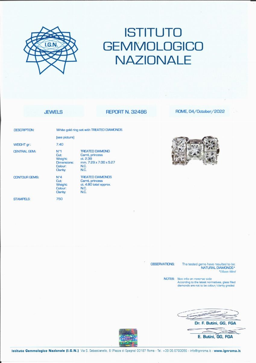 Anello in Oro Bianco 18k, Smeraldo e Diamanti