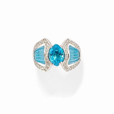 Anello in Oro Bianco 18k, Topazi e Diamanti