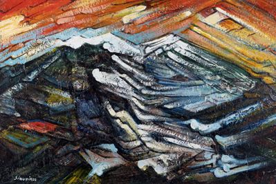Montagne - olio su tavola
