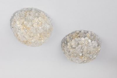 Due lampade da muro/soffitto in metallo e vetro, 1960