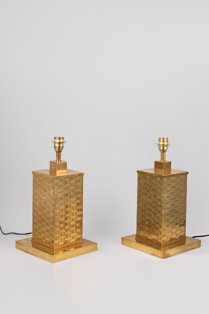 Manifattura Italiana - Coppia di lampade da tavolo in ottone verniciato, circa 1970
