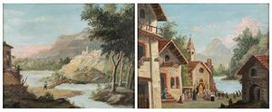 The procession and landscape with wayfarers