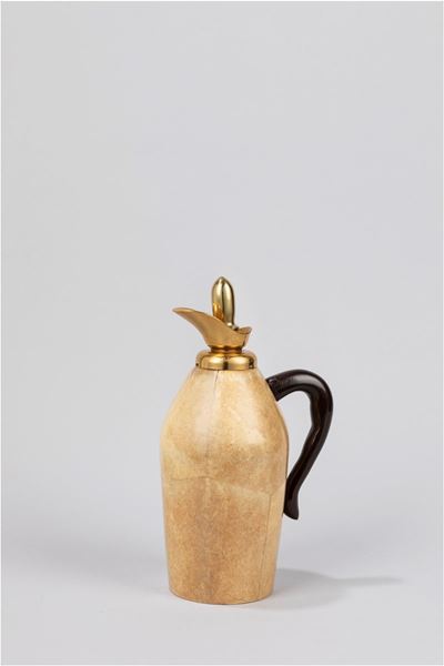Caraffa termica in pergamena colorata, 1950 ca.