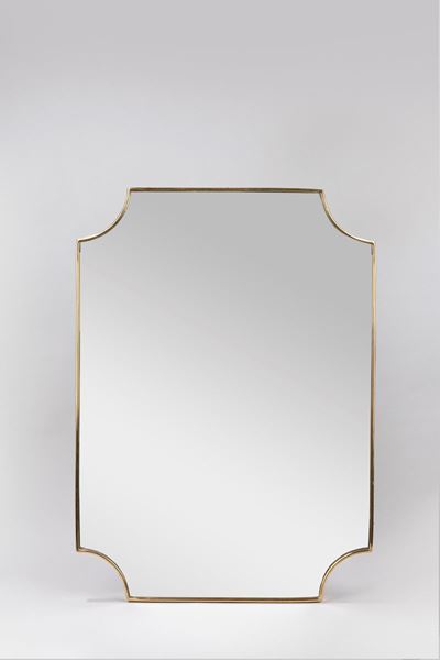 Specchio, vetro con cornice in ottone verniciato, ca. 1950