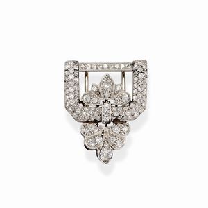  - Spilla in oro bianco 18k e diamanti, 1920 circa