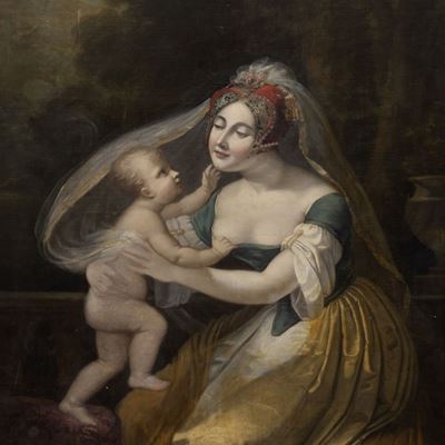 Maternità, olio su tela
