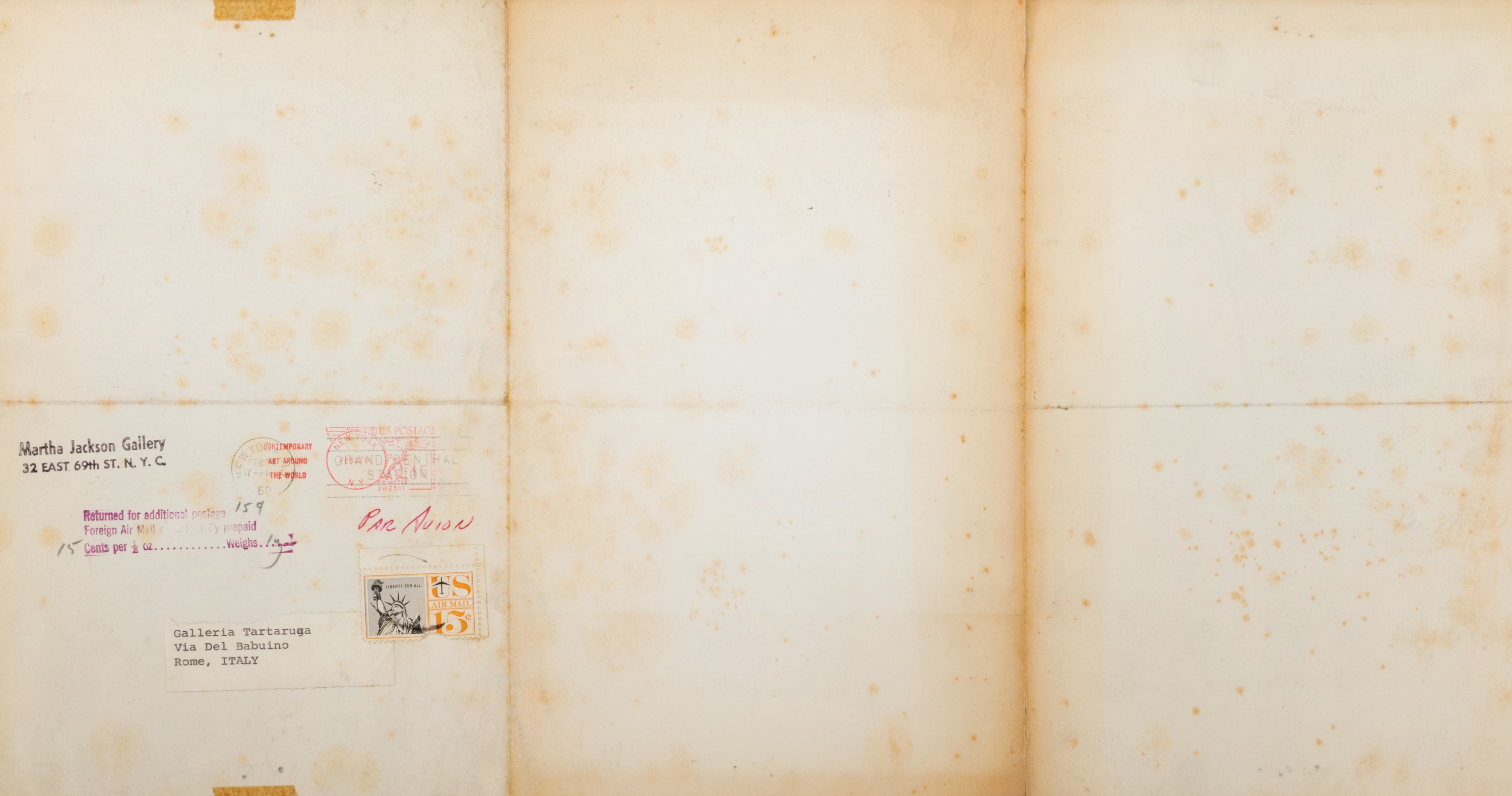 Alberto Burri (rif.) - Pieghevole d'invito alla mostra presso la Martha Jackson Gallery, stampa o...