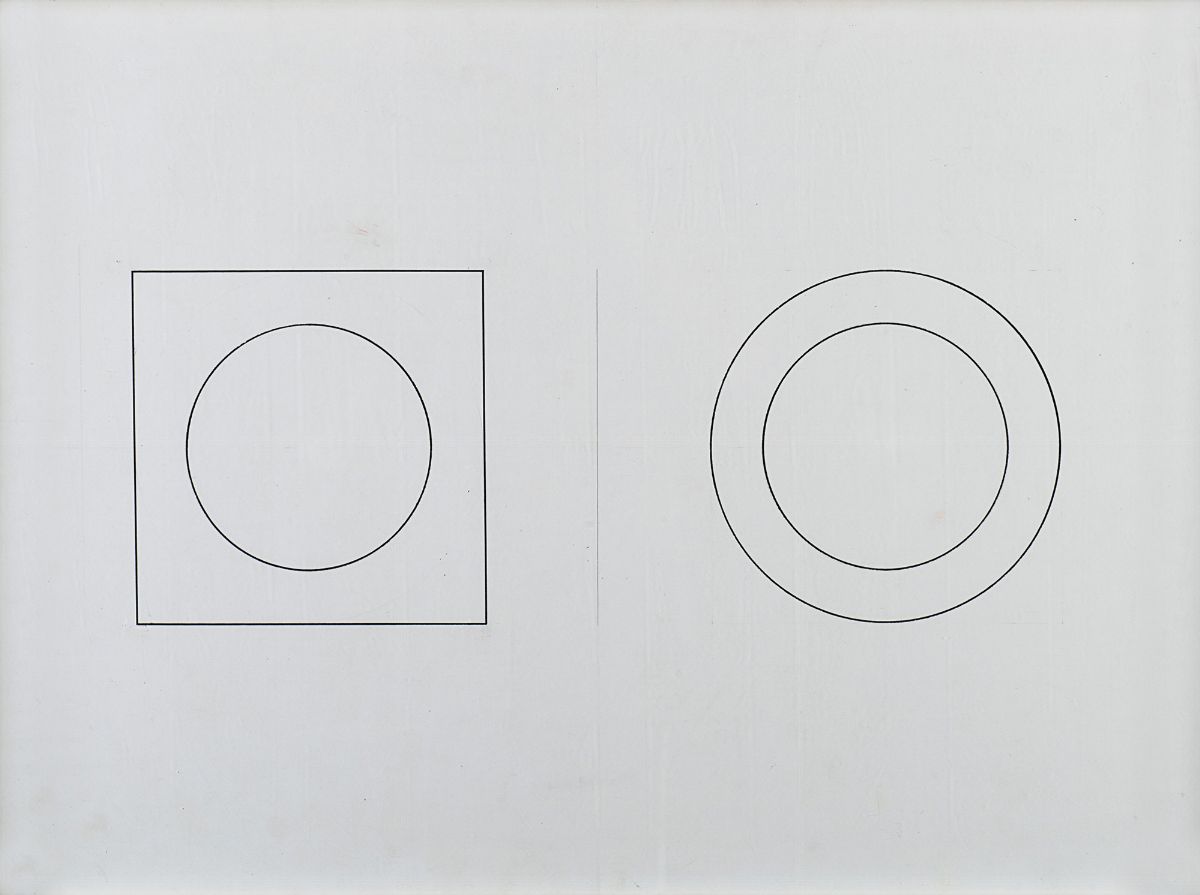 Mario Ballocco - Interazione tra figura e sfondo (1981), matita su carta