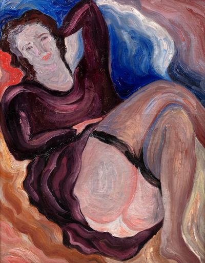 Donna discinta, olio su tela