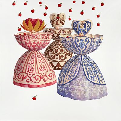 Senza titolo (la raccolta), acrilico su tela, 2008, cm 100x100