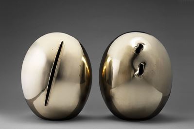 Concetto Spaziale, Natura - coppia di sculture in bronzo lucidato