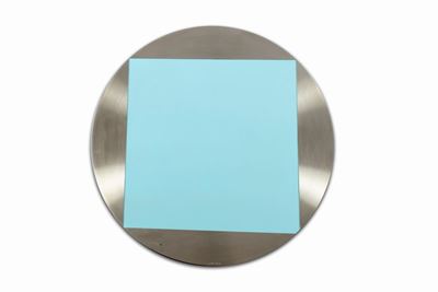 Quadrato azzurro, prova cromatica su acciaio, 1972