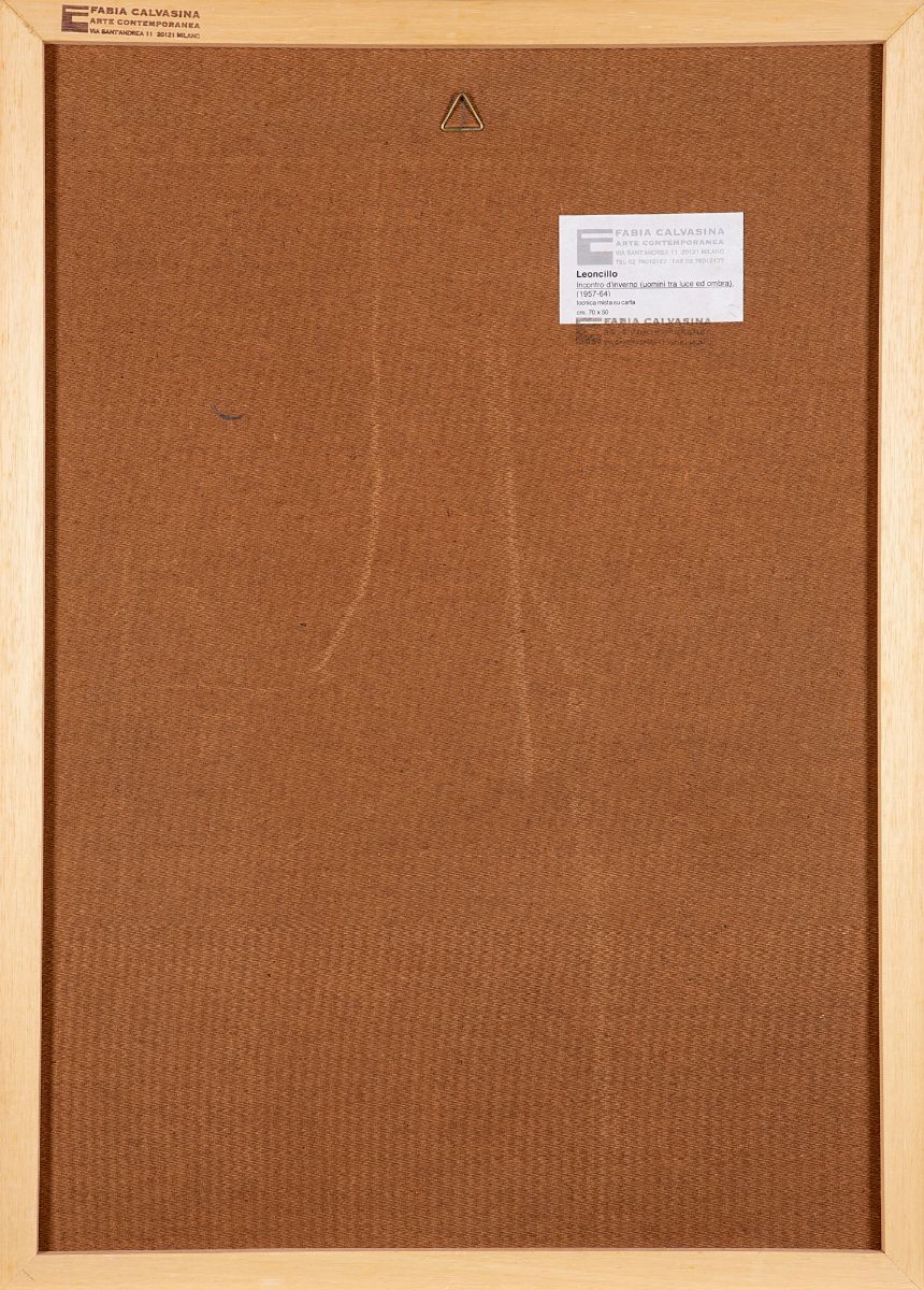 Leoncillo Leonardi - Incontro d'inverno (uomini tra luce e ombra), tecnica mista su carta