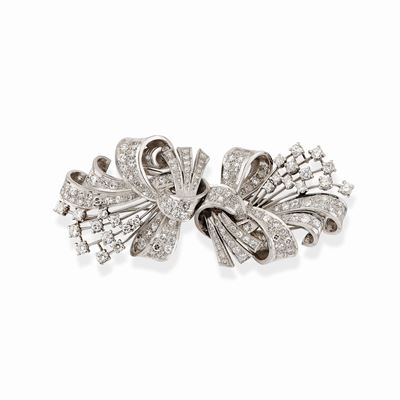 Spilla in Platino, Oro Bianco 18k e Diamanti, 1930 Circa
