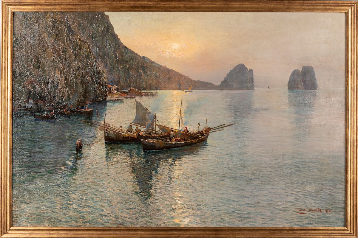 Fausto Pratella - "capri, i Faraglioni dalla Piccola Marina"