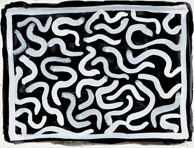 Bruschstrokes, White, gouache su cartoncino