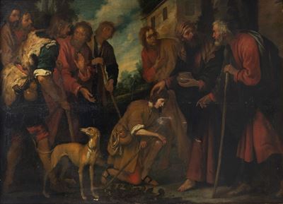 Scuola genovese del XVII secolo, Il ritorno del figliol prodigo, olio su tela
