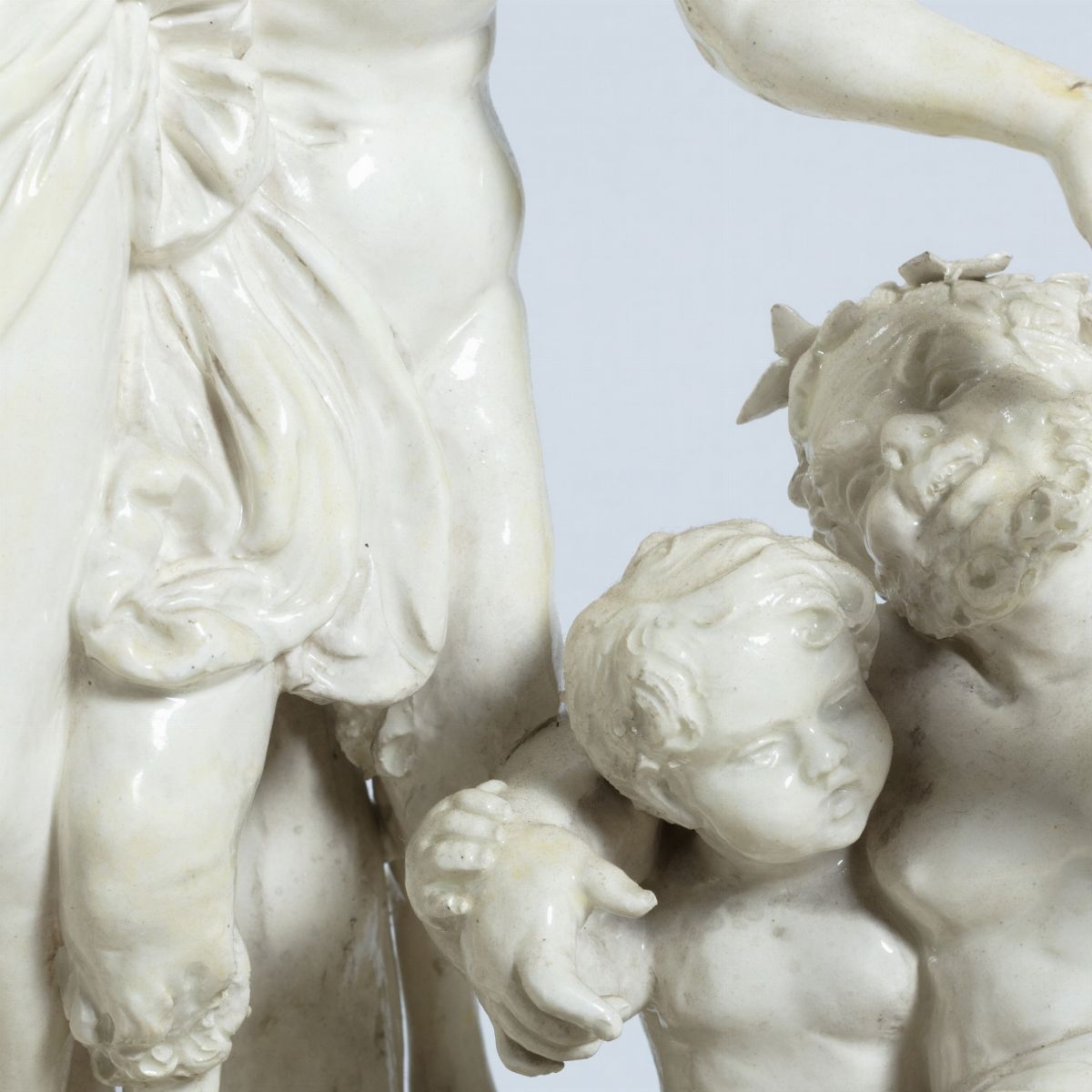 Importante Gruppo Scultoreo in Maiolica Bianca Raffigurante Baccanale, Manifattura di Capodimonte...