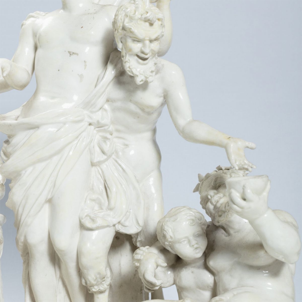 Importante Gruppo Scultoreo in Maiolica Bianca Raffigurante Baccanale, Manifattura di Capodimonte...