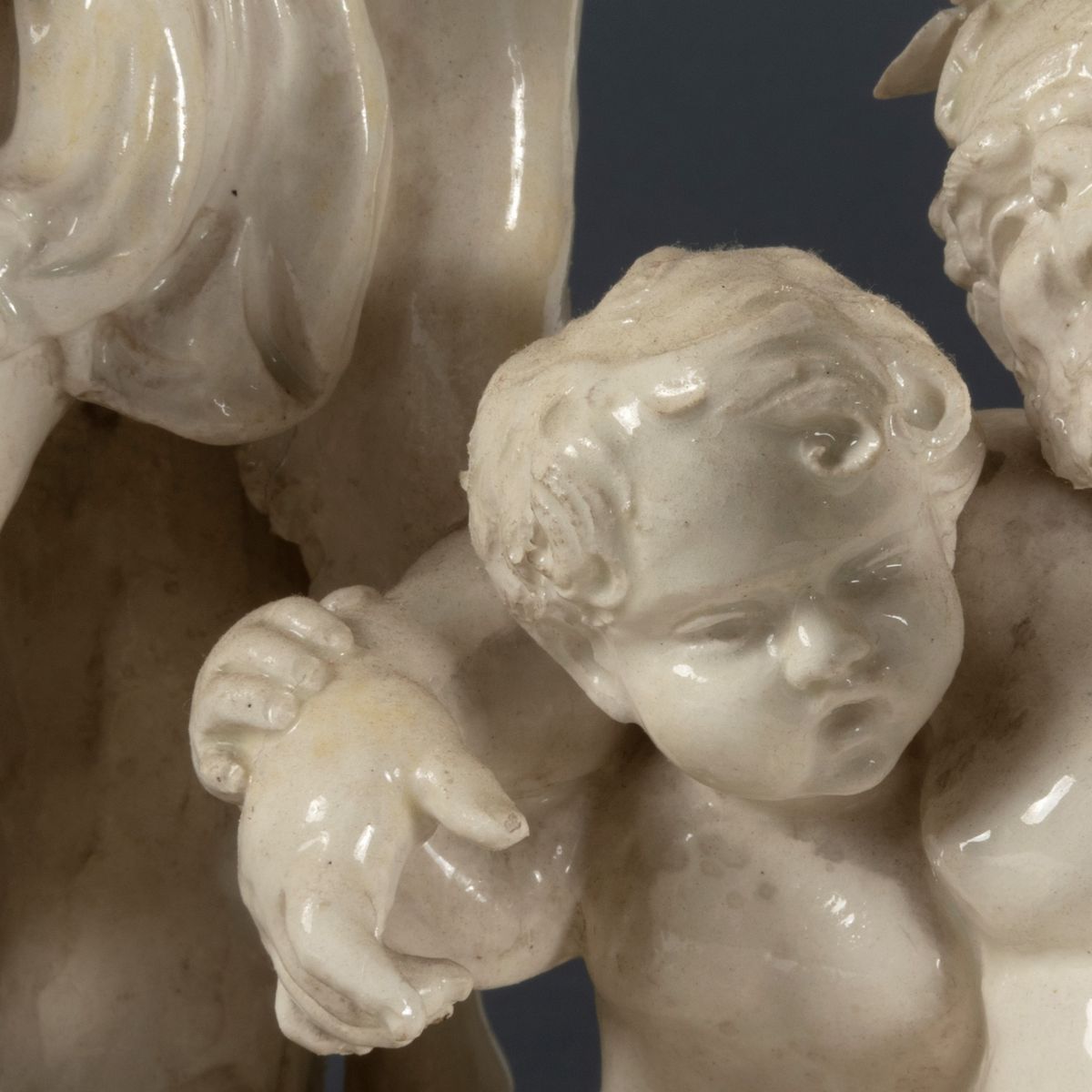 Importante Gruppo Scultoreo in Maiolica Bianca Raffigurante Baccanale, Manifattura di Capodimonte...