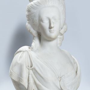 Busto di Maria Antonietta in marmo bianco statuario, secolo XIX